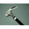 Antique aluminum rabbit head handle black wooden cane walking stick