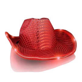 Blinkee Light Up LED Flashing Cowboy Hat with Red Sequins