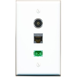 RiteAV - CAT6A SC-APC Singlemode Simplex TOSLINK Wall Plate Flat White