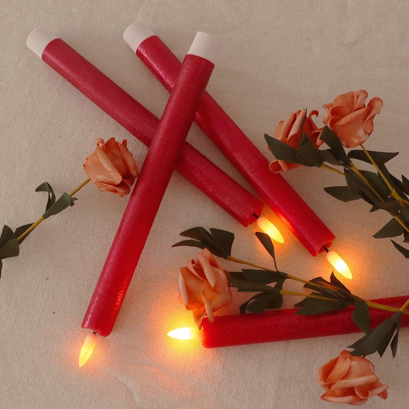 Wondise Flameless Taper Candles with Timer, Battery Operated Real Wax