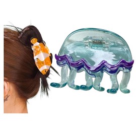 Fish Claw Clip Marine Animals Hair Band Back Head Thick Clip Hair Grab Accessories Party Working (Jellyfish)