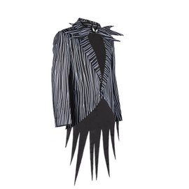 FEIWOBIRD Mens Jack Nightmare Costume Zebra Stripe Tailcoat Christmas Coat with Bowtie (Black, X-Large)