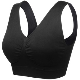 wealsex Women's Seamless Sports Yoga Bra Without Underwire Comfortable Daily Bra Large Size Bra, black, 4XL