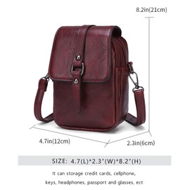 myfriday Vintage Crossbody Phone Bag for Women, Small Leather Shoulder Purse and Handbag with Tassel&Rivet Decoration