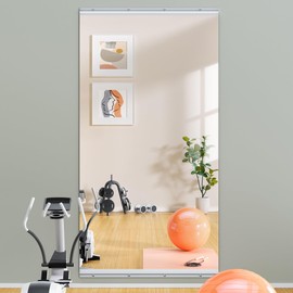 Hasipu Home Gym Mirror 63"x28"-1 PC Large Full Body Mirror for Yoga, Large Wall Mirror Full Length for Fitness, Garage, Dance Studio, 0.16in Tempered Glass Frameless Mirror-UL