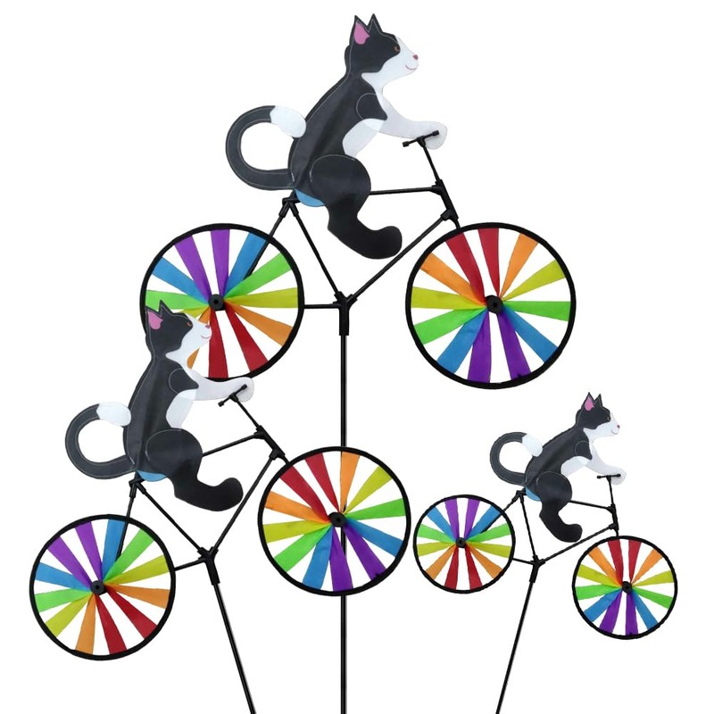 Windmill Garden Decoration Windmill Rotating Cat Dog Bicycle Design Rainbow