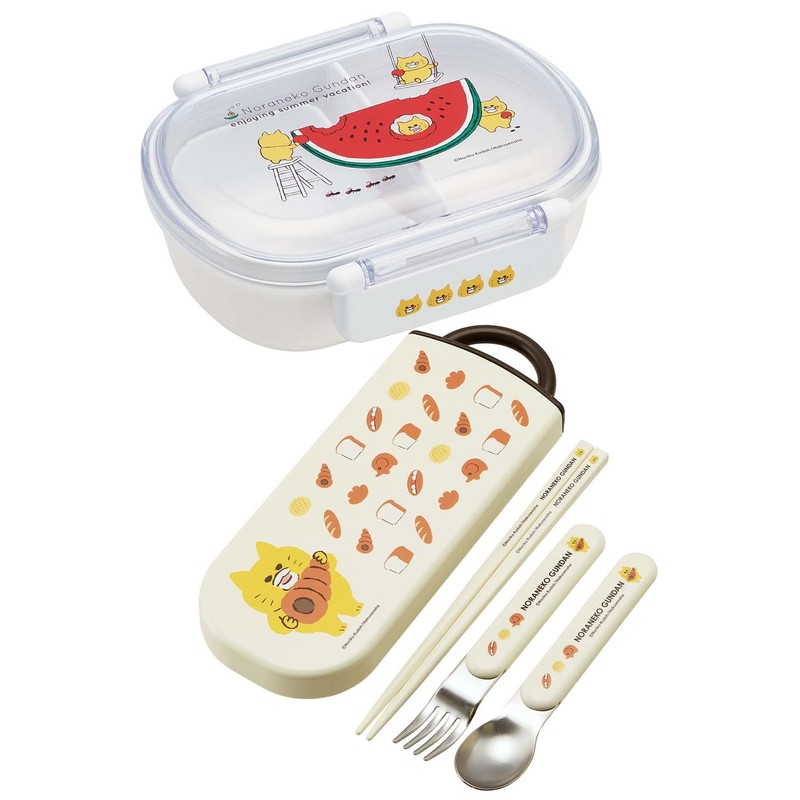 Skater TACC2AG-A Trio Set, Chopsticks, Spoon and Fork, Noraneko-Gun, Antibacterial