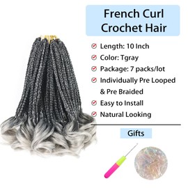 French Curl Crochet Hair French Curl Braiding Hair Crochet Braids with Curly Ends Goddess Box Braids Crochet Hair for Black Women French Curly Braiding Hair Pre looped Curly Crochet Hair Extensions…