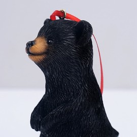 HYFAN Mini Bear Statue Hanging Animal Figurine Small Sculpture Ornament Gift for People Christmas Tree Home Office Room Car Interior Garden Decor with String (New, Black Bear)