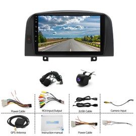 IKASEFU 9" Android 13 Wireless CarPlay Android Auto Car Radio Receiver for Hyundai Sonata 2004-2008, 2+32G Touch Screen Double Din Car Stereo with GPS Navigation WiFi Bluetooth AHD Backup Camera Mic