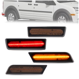 HECASA LED Side Marker Light Compatible with 2010-2013 Ford Transit Connect Replacement for 9T1Z15A201B 9T1Z15A201A Side Marker Lamp Smoke Lens Front Amber & Rear Red - 4 Pcs