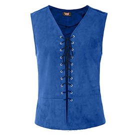 OBEEII Medieval Vest Men's Vinatge Renaissance Victorian Pirate Sleeveless Gothic Viking Steampunk Cosplay Steampunk Vest, blue
