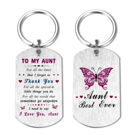 EE&YU Aunt Gifts Keyring - Best Auntie Birthday Gifts for Women, Aunt Gifts from Nephew Niece, I Love and Thank You Aunty Key Ring for Christmas