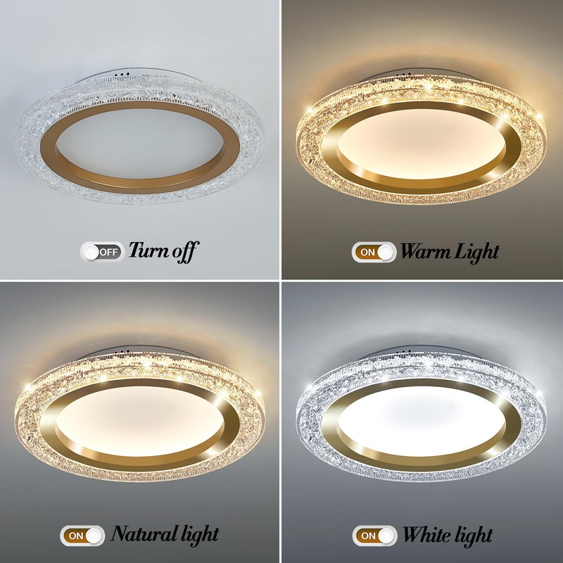 UOFUS 32W Gold LED Flush Mount Ceiling Light 15.7inch Modern