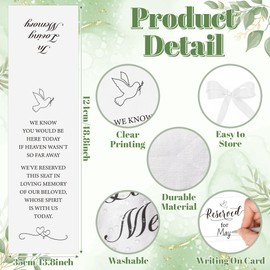 Reserved Chair Signs for Wedding - 2Pcs In Loving Memory Wedding Chair Sign with Card for Ceremony, Cotton 14 x 49 Inch Save a Seat Memorial Reserved Seating Decoration Supplies for Someone in Heaven