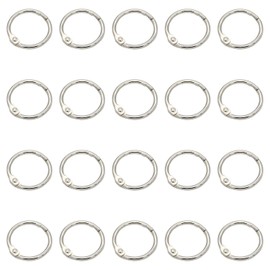 Book Rings, Pack of 20 Ring Binders, 20 mm Metal Rings, Loose Leaf Book Rings, Ring Binder Rings, for Scrapbook, Album, Memo Tray, Crafts, Key Rings (Silver)