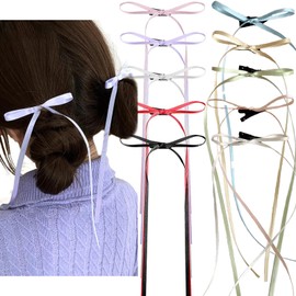 20PCS Extra-Long Tassels Ribbon Hair Bows, 3mm Mini Bows for Hair, Red Ribbon Bowknots Hair Barrettes, Kawaii Accessories for Women, Colorful Bows Braiding Hair Accessories for Girls for Hair Styling