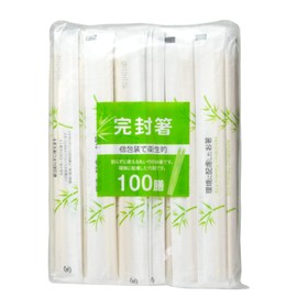 Yamato Bussan Bamboo Maru Chopsticks, Pre-Sealed with Knotted, 100 Pairs, No Toothpicks, Approx. Length 0.8 x Diameter 0.2 inches (20 x 5 mm), Individually Wrapped for Hygienic Use