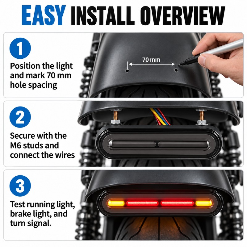 60 LED Motorcycle Tail Light for Rear Lighting – 3-in-1