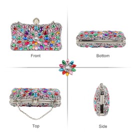 Freiesoldaten Women's Rhinestone Evening Bag Multicoloured Dazzling Crystal Clutch Bag Party Bridal Wedding Cocktail Handbag, silver
