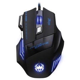 GAMING MOUSE, ZELOTES PROFESSIONAL LED OPTICAL 7200 DPI 7-KEY USB WIRED GAMING MOUSE, GAMER ADJUSTABLE DPI SWITCHING FUNCTION 7200DPI/3200DPI/2400 DPI/1600 DPI/1000 DPI FOR PROFESSIONAL GAMING LAPTOPS