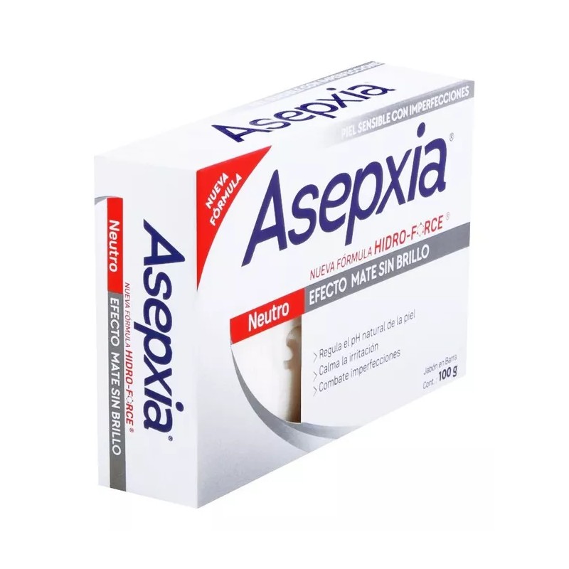 Asepxia Jabón Asepxia Hidro-Force Neutro Efecto Mate Sin Brillo 100G