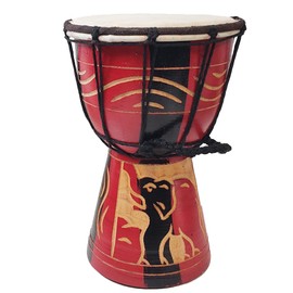 Stoneage Arts Djembe Drum Carved Bongo African Also An Awesome Gifting Idea Unique Décor Option. Carver Abstract Elephant Giraffe Turtle. (8 Inch, Elephant Red)