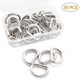 TAIYOU Pack of 30 Metal D-Rings Half Rings Silver D-Rings 20 mm x 3.8 mm D Rings Buckle for Backpack Belt Buckles Bags Belt Handbags Craft Accessories, silver