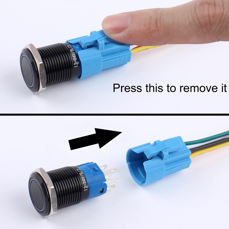 DMWD 2PCS 16MM Momentary Push Button Switch 12V-24V Ring LED