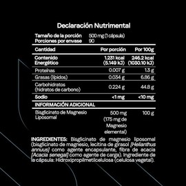 Bisglicinato de Magnesio Liposomal 500 mg | Alta Absorción | Certificado FST | Descanso y Relajación | Mineral Quelado | 90 Cápsulas | 3 Meses