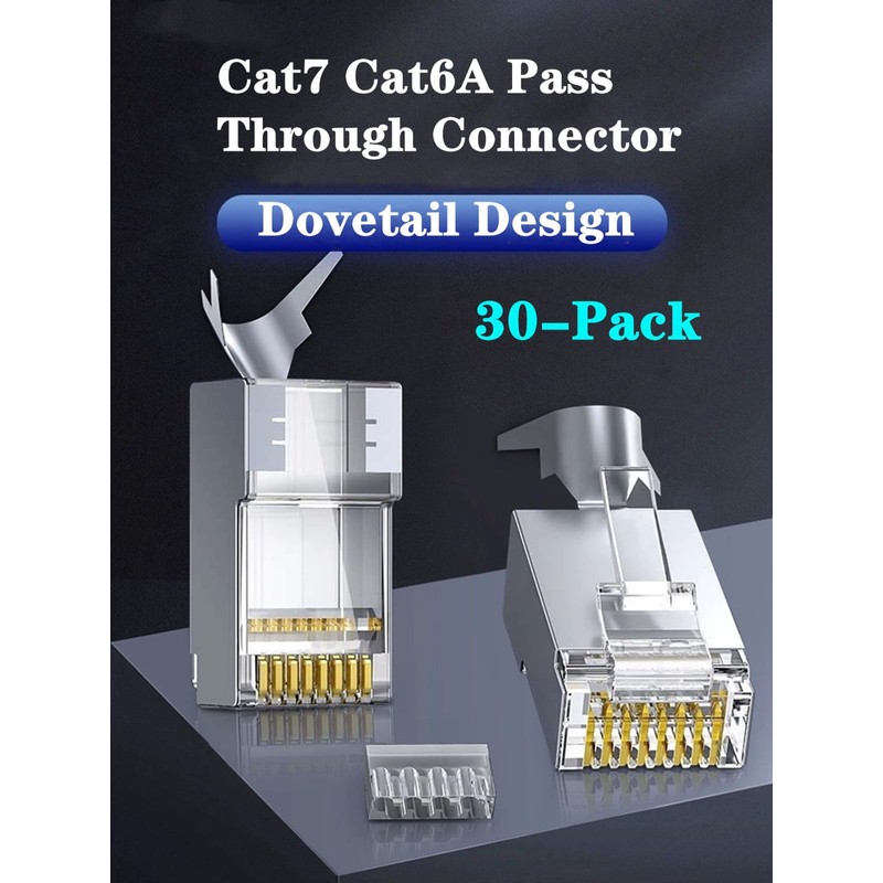 Gaobige 30-Pack Cat7 Cat6A RJ45 Pass Through Connectors Shielded (Cat7