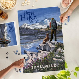 Idyllwild, California, Hiker and Dog, Never Hike Alone (1000 Piece Puzzle, Challenging Jigsaw Puzzle for Adults, Made in USA)