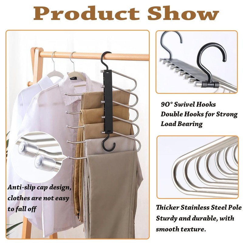 Denipry 2 Pack Trouser Hangers Space Saving, Stainless Steel Hangers