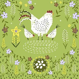 Servietten Frühling 20 Cocktail Napkins Chickens in Spring Animals Easter Table Decoration 24 x 24 cm