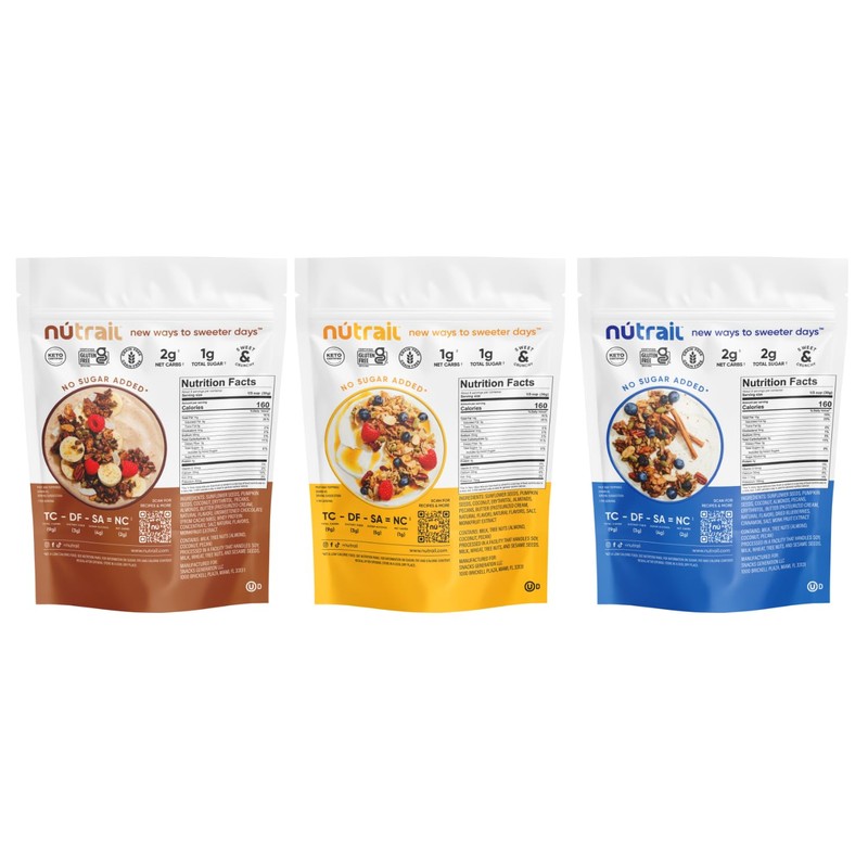 NuTrail Nut Granola Cereal, Variety Pack, No Sugar Added, Keto,