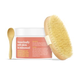 ASUTRA Dead Sea Salt Body Scrub Exfoliator, NEW BIGGER 16 oz size | Ultra Hydrating, Gentle, & Moisturizing (Vitamin C with Dry Brush)