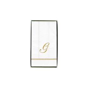 Caspari Hemstitch Script G Initial Guest Towel Napkins - 40 Per Box