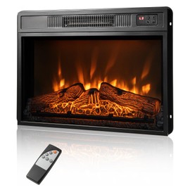 RELAX4LIFE 23-inch Electric Fireplace Heater - Wall Mounted & Recessed Fire Place w/3 Adjustable Flame Brightness, 6H Timer, Overheat Protection, Remote Control, 1400W Freestanding Fireplace Insert