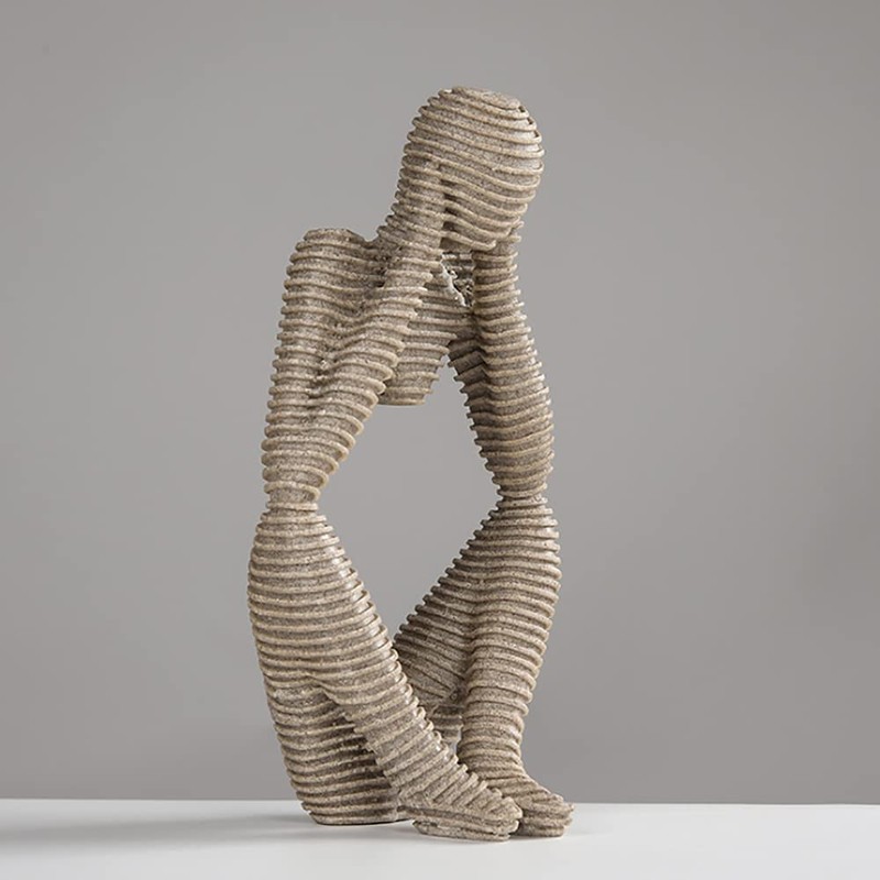 ANCLLO Abstract Sculpture Statue Thinker Sandstone Resin for Hotel Home