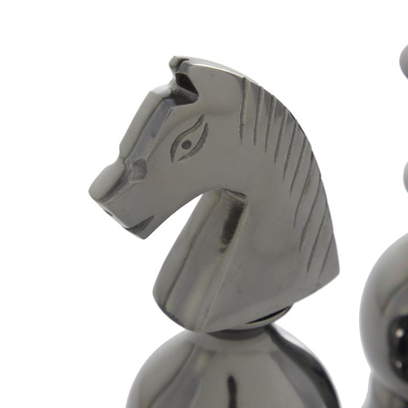 Deco 79 Aluminum Metal Chess Decorative Sculpture King, Knight, Bishop