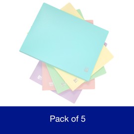 Oxford Urban A4 Display Book, Presentation Folder with 20 Pockets Opaque - Assorted Pastel (Pack of 5)