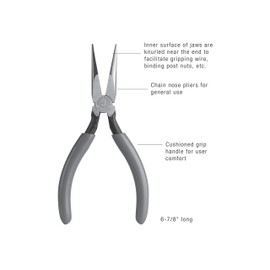 Jonard BLONGNOSE Long Chain Nose B Type Plier with Orange Plastic Handle, 6-5/8" Length