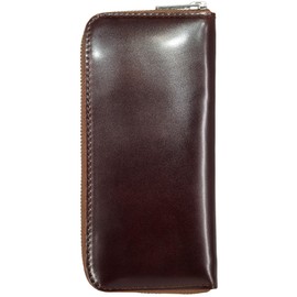 BlissLeather: A Crystal of Japanese Commitment and Technology (Shinki Leather) Oil Cordovan Genuine Leather Long Wallet, YKK Round Zipper, Interior, Tochigi Leather, dark brown