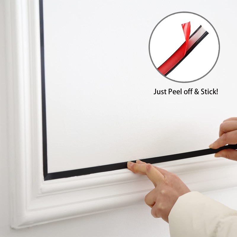 Matte Black Molding Trim, Peel and Stick Mirror Border Design,