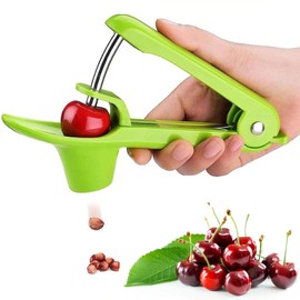 Cherry Stoner, Cherry Stone Remover, Cherry Pitter Tool, Stainless Steel Corer, Hand Fruit Corer, Green