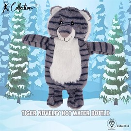 K Collection K Collection 3D Novelty Hot Water Bottle with Removable Cover - Tiger Design - Soft Plush Cover - Premium Natural Rubber