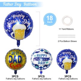 Happy Fathers Day Balloons, 18" Father's Day Foil Balloons, Father's Day Best Dad Ever Party Decoration Supplies