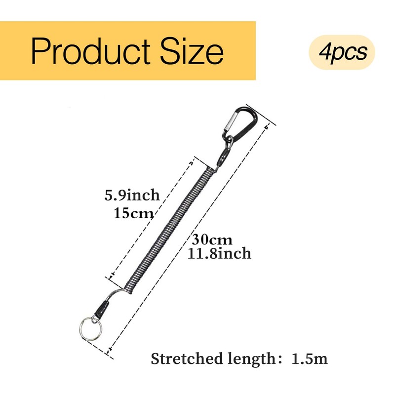 4 Pcs Retractable Spring lanyard,Safety Retractable Coiled Lanyards Straps,Heavy Duty