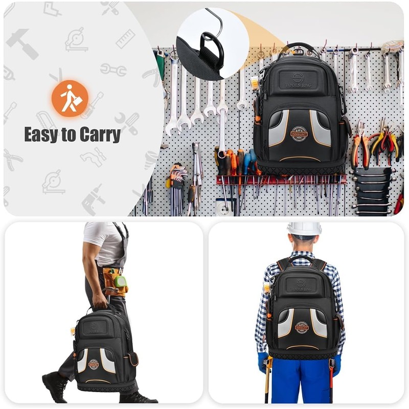 Backpack Tool Bag - Heavy Duty Tool Backpack for Men,