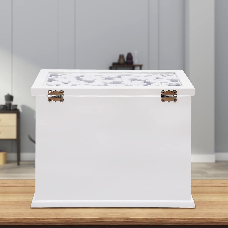 Jewelry Box for Women, Jewelry Organizer with Flower Carvings, Push-Pull